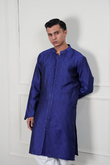 ROYAL BLUE JAMAWAR CUTDANA WAIST COAT Mehndi Collection HumayunAlamgir