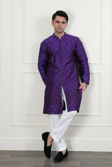 PURPLE SELF JAMAWAR HANDWORK CUTDANA WAIST COAT Mehndi Collection HumayunAlamgir