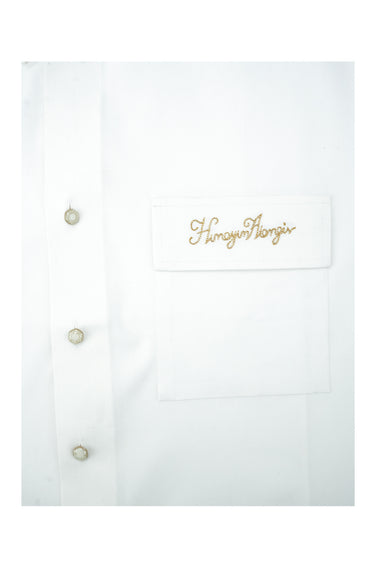 WHITE DOUBLE POCKET SHIRT Humayunalamgir