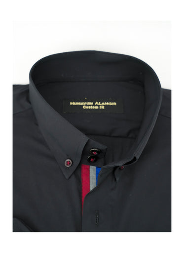 BLACK TRIPLE CONTRAST SHIRT Humayunalamgir
