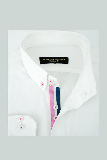 WHITE TRIPLE CONTRAST SHIRT Humayunalamgir