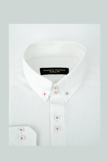 WHITE TRIPLE CONTRAST SHIRT Humayunalamgir