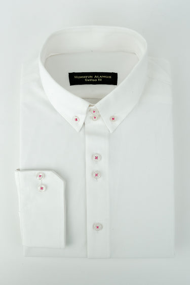 WHITE TRIPLE CONTRAST SHIRT Humayunalamgir