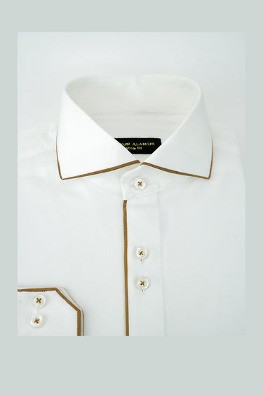 WHITE STRETCHABLE SHIRT Humayunalamgir