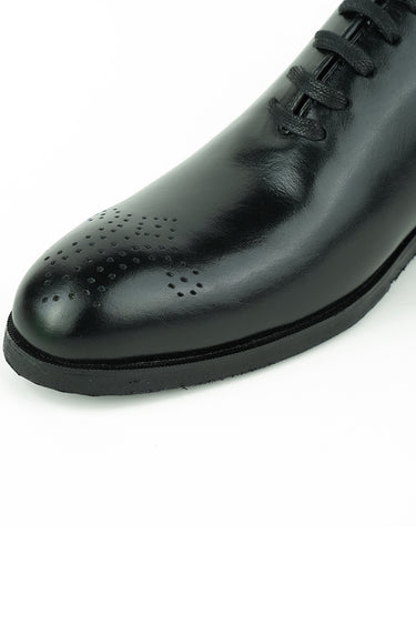 BLACK BURNISHED LEATHER OXFORD SHOES Shoes humyaunalamgir
