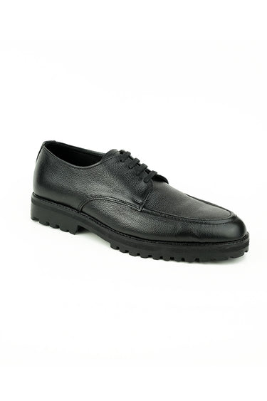 BLACK BURNISHED LEATHER LACE UP OXFORD SHOES Shoes humyaunalamgir