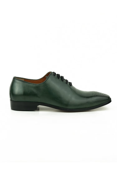 OLIVE GREEN BURNISHED LEATHER SHOES Shoes humyaunalamgir