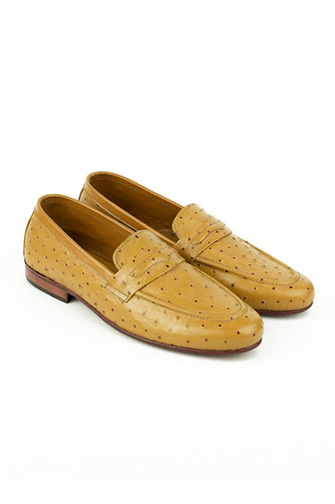 MUSTARD TAN OSTRICH LEATHER Shoes humyaunalamgir
