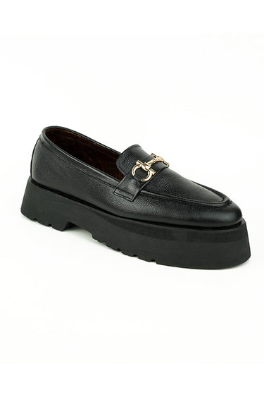 BLACK FLARE HIGH SOLE MOCASSINS Shoes humyaunalamgir