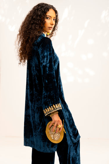 Teal Blue Kurta Pant with Dupatta Clothing Humayun Alamgir