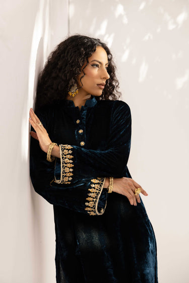Teal Blue Kurta Pant with Dupatta Clothing Humayun Alamgir