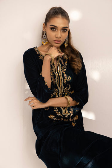Teal Green Kaftan Clothing Humayun Alamgir