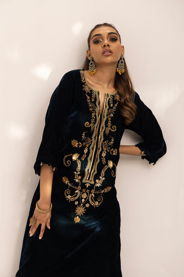 Teal Green Kaftan Clothing Humayun Alamgir