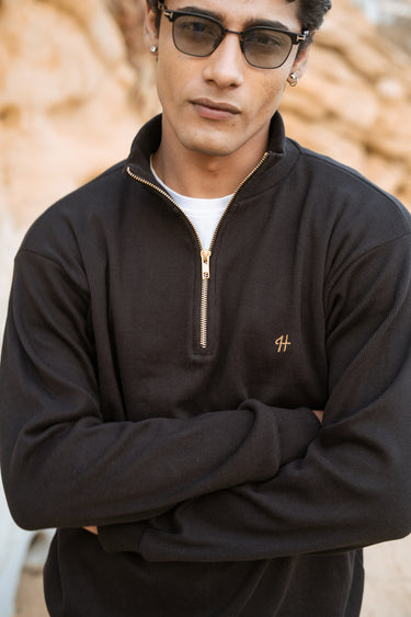 BLACK H LOGO QUARTER-ZIP JUMPER Humayunalamgir