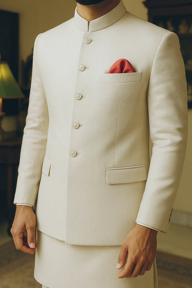 WHITE PLAIN PRINCE COAT Prince Coats Humayun Alamgir