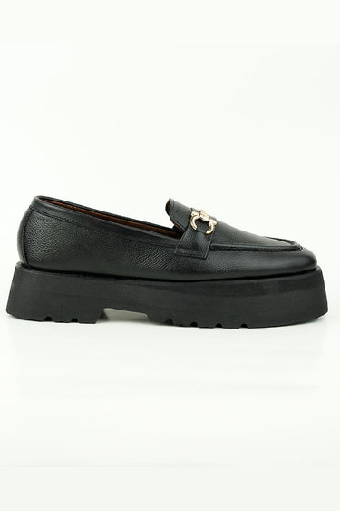 BLACK FLARE HIGH SOLE MOCASSINS Shoes humyaunalamgir