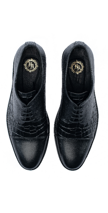 BLACK CROCODILE TEXTURES SHOES Shoes humyaunalamgir