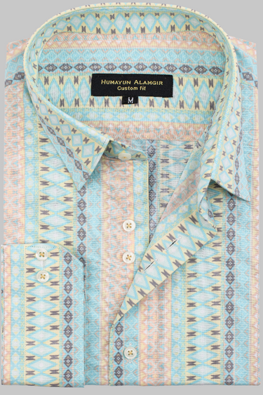 LIGHT FEROZI PRINTED SHIRT Semi Formal humyaunalamgir