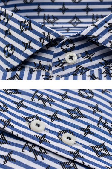 Blue stripe Printed Shirt Semi Formal humyaunalamgir