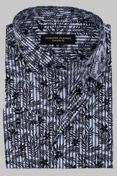 Black stripe Printed Shirt Semi Formal humyaunalamgir