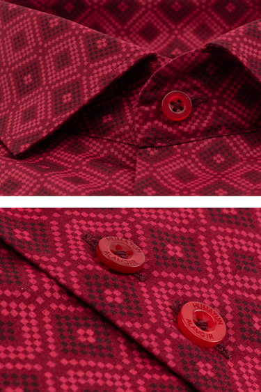 Maroon Printed Shirt Semi Formal humyaunalamgir