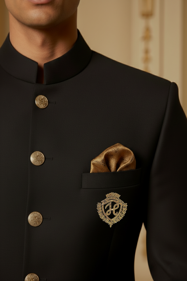 ROYAL BLACK PRINCE COAT WITH KURTA/PAJAMA Prince Coats Humayun Alamgir