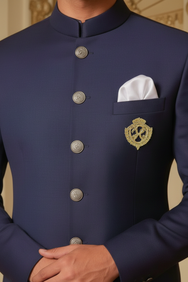 NAVY BLUE PRINCE COAT WITH KURTA/PAJAMA Prince Coats Humayun Alamgir