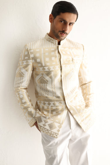 WHITE GOLDEN SEQUENCE PRINCE SUIT Humayunalamgir