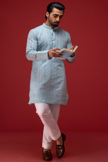 Mint Blue Kurta Pajama Humayun Alamgir
