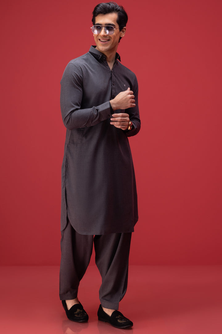 Charcoal Grey Shalwar Kameez – Humayunalamgir