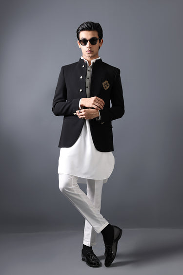 Black Armani Prince Coat humyaunalamgir S Prince Coat