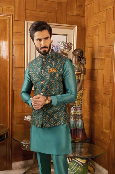 EXQUISITED TEAL EMBROIDERY Mehndi Collection HumayunAlamgir