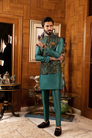EXQUISITED TEAL EMBROIDERY Mehndi Collection HumayunAlamgir