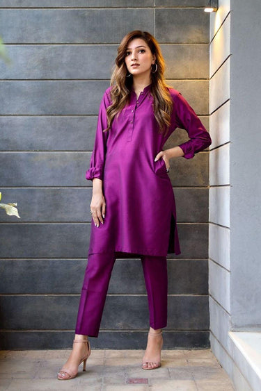 Purple Cotton Kurta Pajama Humayun Alamgir