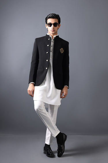 Black Armani Prince Coat humyaunalamgir
