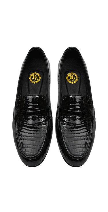 Black Leather Semi Formal Moccasin Shoes humyaunalamgir