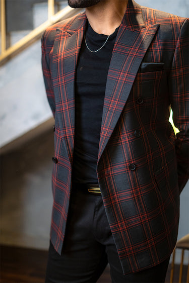 Black Checkered Blazer HumayunAlamgir