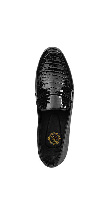 Black Leather Semi Formal Moccasin Shoes humyaunalamgir