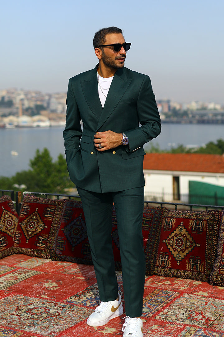 Green Two-Piece Double Breasted Suit