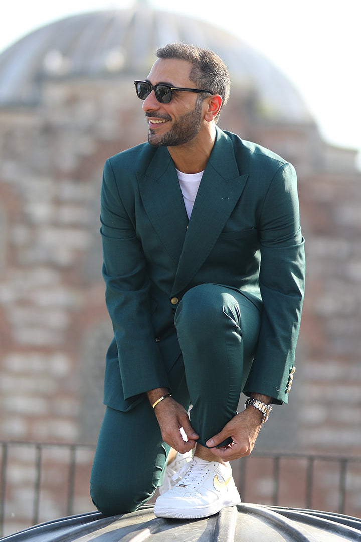 Green Two-Piece Double Breasted Suit