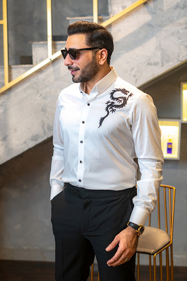 Plain White Cotton Shirt Semi Formal humyaunalamgir