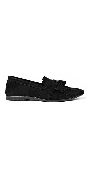 Black Suede Leather Frill With Dori Tussel