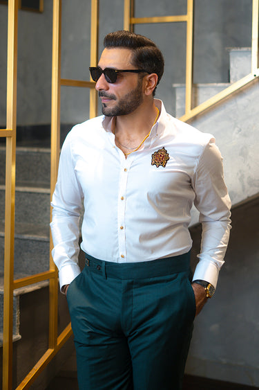 Plain White Cotton Shirt Semi Formal humyaunalamgir