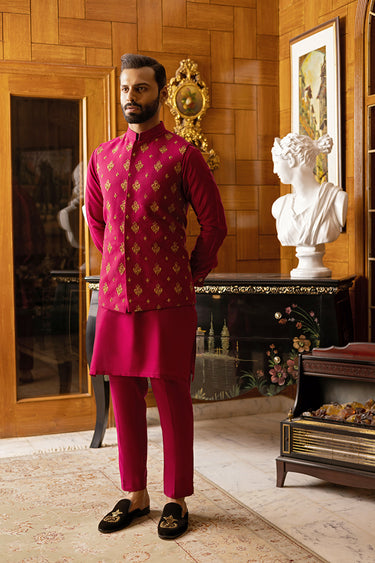 FUSHIA PINK WAIST COAT Mehndi Collection HumayunAlamgir