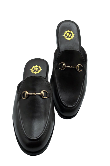 Black Leather Zapata Shoes humyaunalamgir
