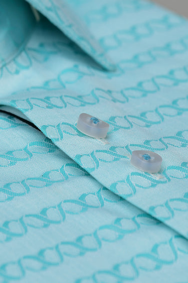 Ferozi Blue Printed Shirt Semi Formal humyaunalamgir