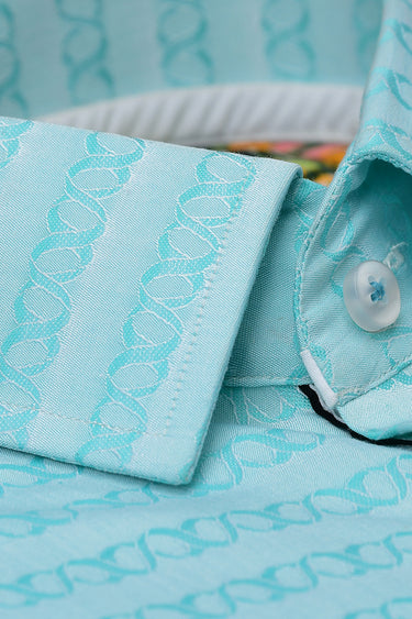 Ferozi Blue Printed Shirt Semi Formal humyaunalamgir