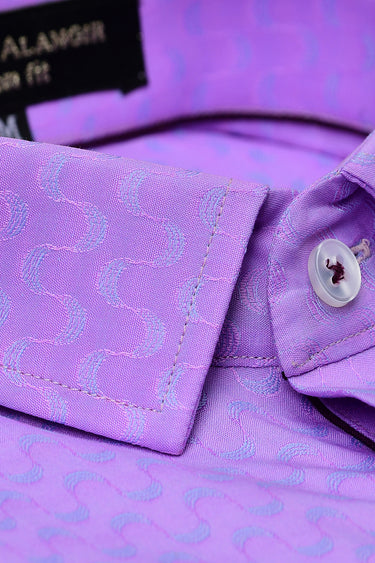 Lavender Coloured Printed Shirt Semi Formal humyaunalamgir