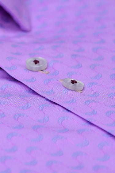 Lavender Coloured Printed Shirt Semi Formal humyaunalamgir