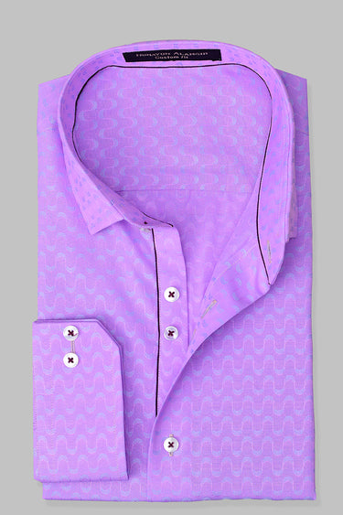 Lavender Coloured Printed Shirt Semi Formal humyaunalamgir